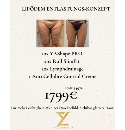 Bodyforming-pakket 6 – Lipoedeem-ontlastingsconcept (20x YAShape Pro, Roll SlimFit, lymfedrainage + crème)